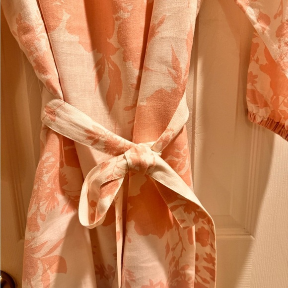 Saks Fifth Avenue Floral Pink and White Belted Linen Sundress - Picture 6 of 6
